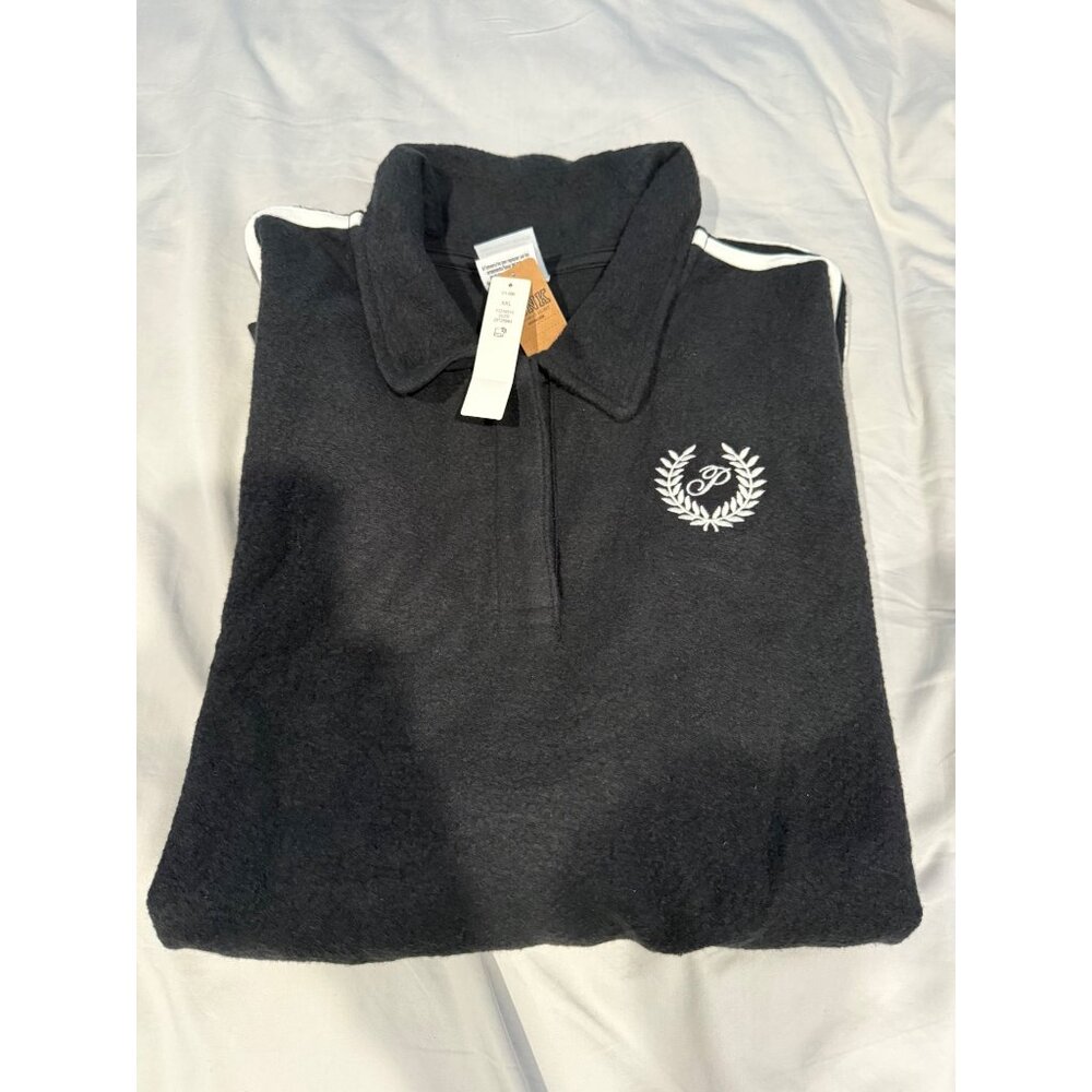 NWT PINK Victoria's Secret Womens Reverse Fleece Cropped Polo Sweatshirt Size XX